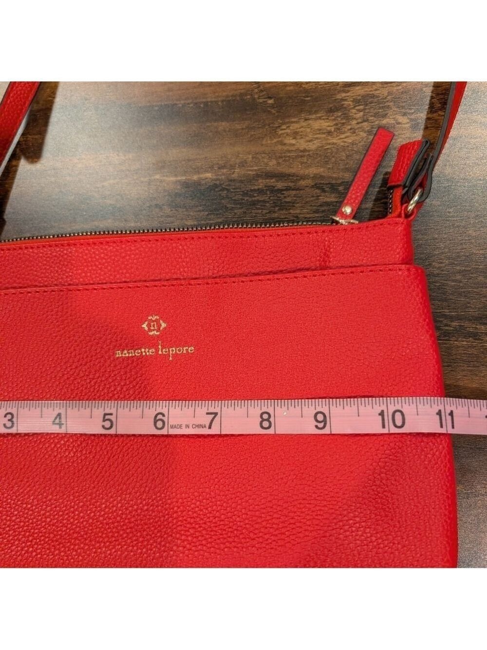 Nanette Lepore Red Pebble Leather Crossbody Bag. - Picture 8 of 9
